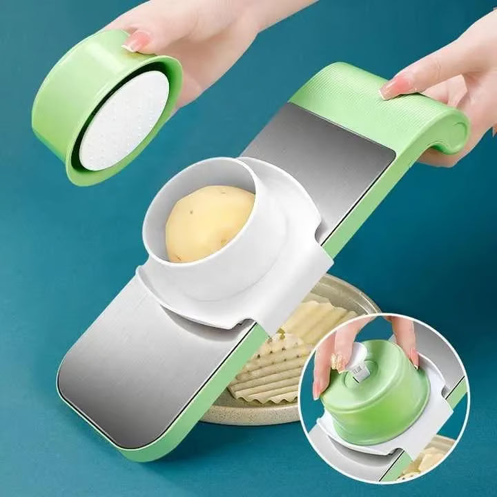 Hachoir de cuisine multifonctionnel en acier inoxydable avec protège-mains — 5 Lames Interchangeables