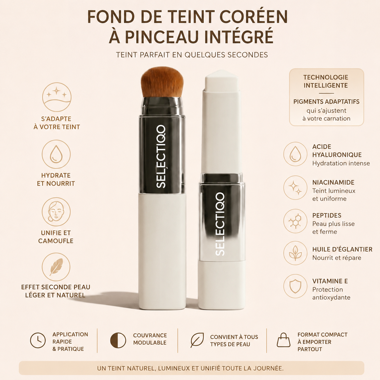 Fond de Teint Coréen Intelligent avec Pinceau Intégré™