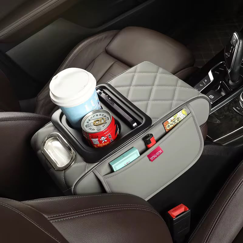 Organiseur Accoudoir Multifonction avec Porte-Gobelet